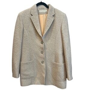 Louise Kennedy Mohair Wool Blend Boucle Blazer Jacket Beige Made in Ireland 8